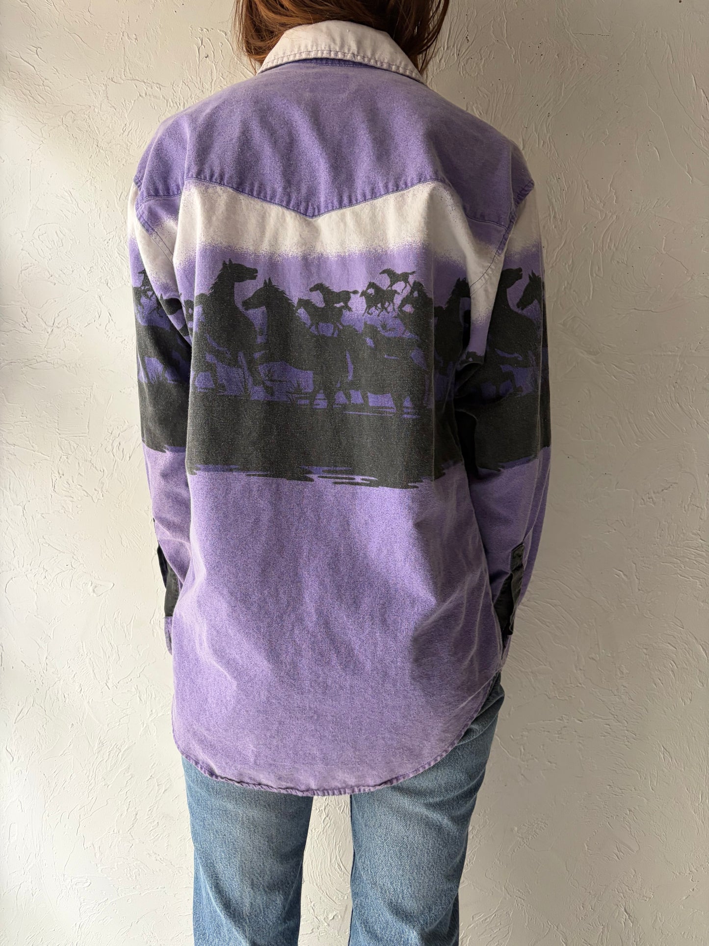 Vintage 'Western Plains' Purple Western Horse Cowboy Shirt / Medium