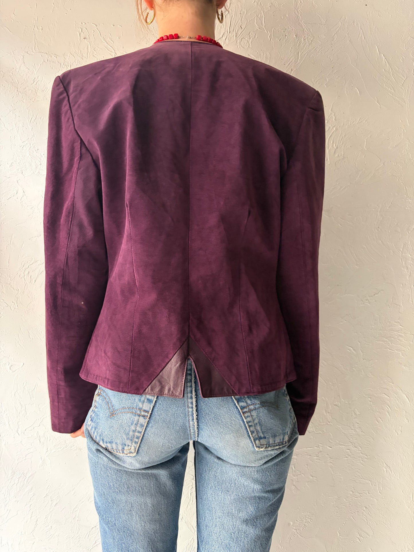 80s 'Danier' Purple Retro Suede Jacket / Medium