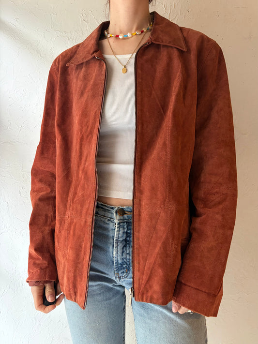 90s 'Jessica' Burgundy Suede Jacket / Large