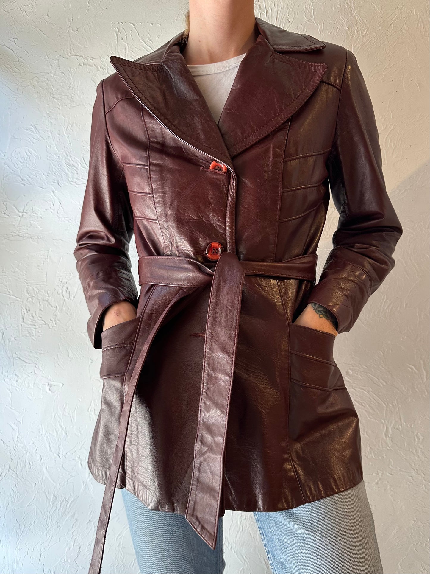 70s ‘Sears’ Burgundy Leather Jacket / Small