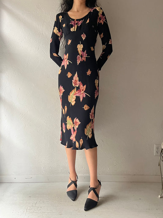 90s 'Nostalgia' Floral Long Sleeve Midi Dress / Small