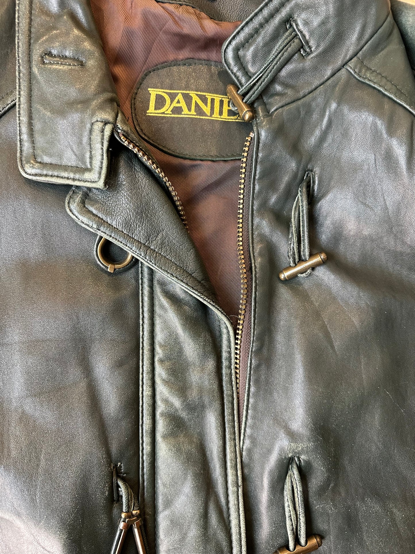 Vintage 'Danier' Green Leather Jacket / Medium