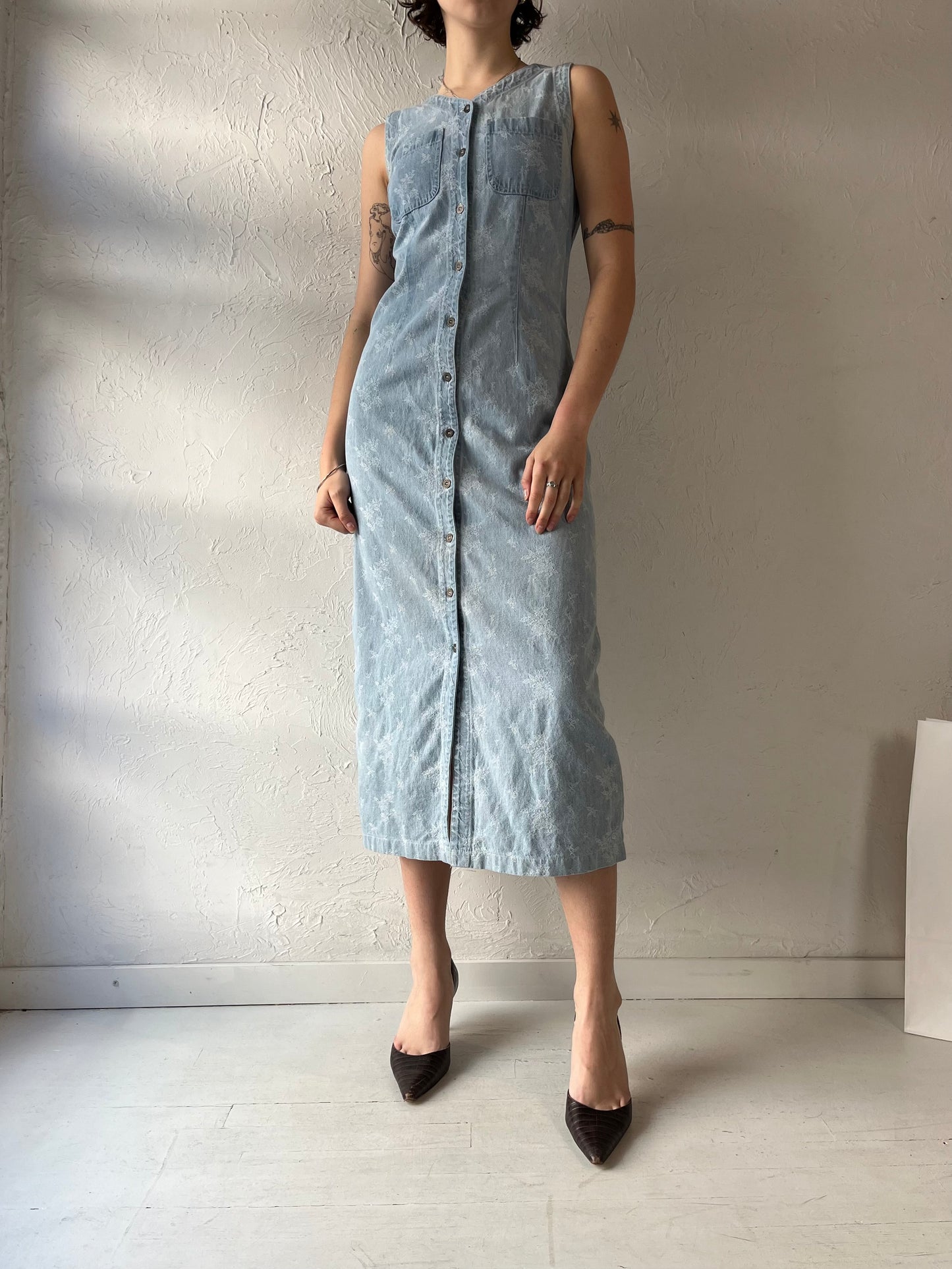 90s 'Liz Clairborne' Button Up Denim Dress / Small