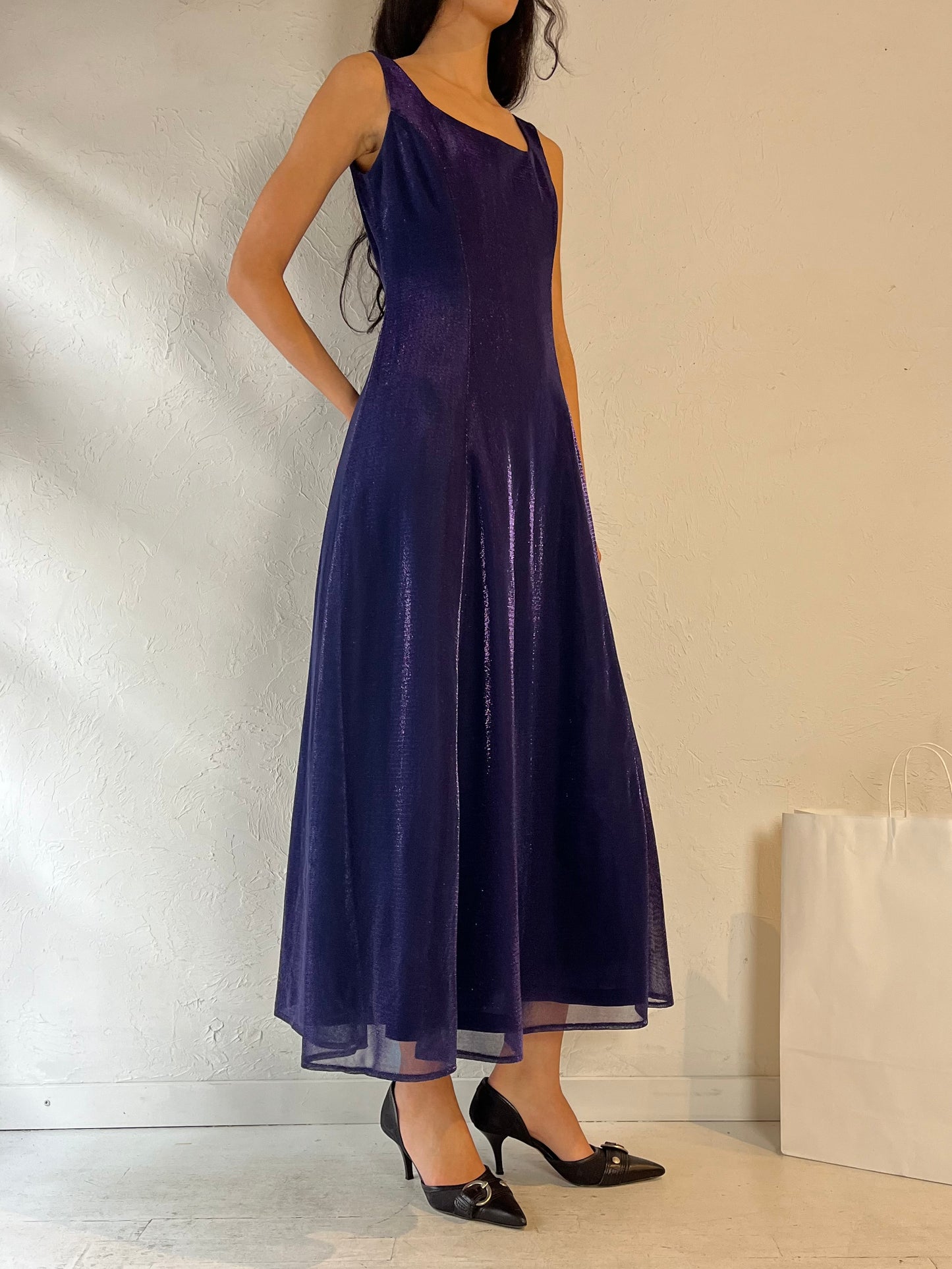 90s ‘Algo’ Purple Sparkly Dress / Small