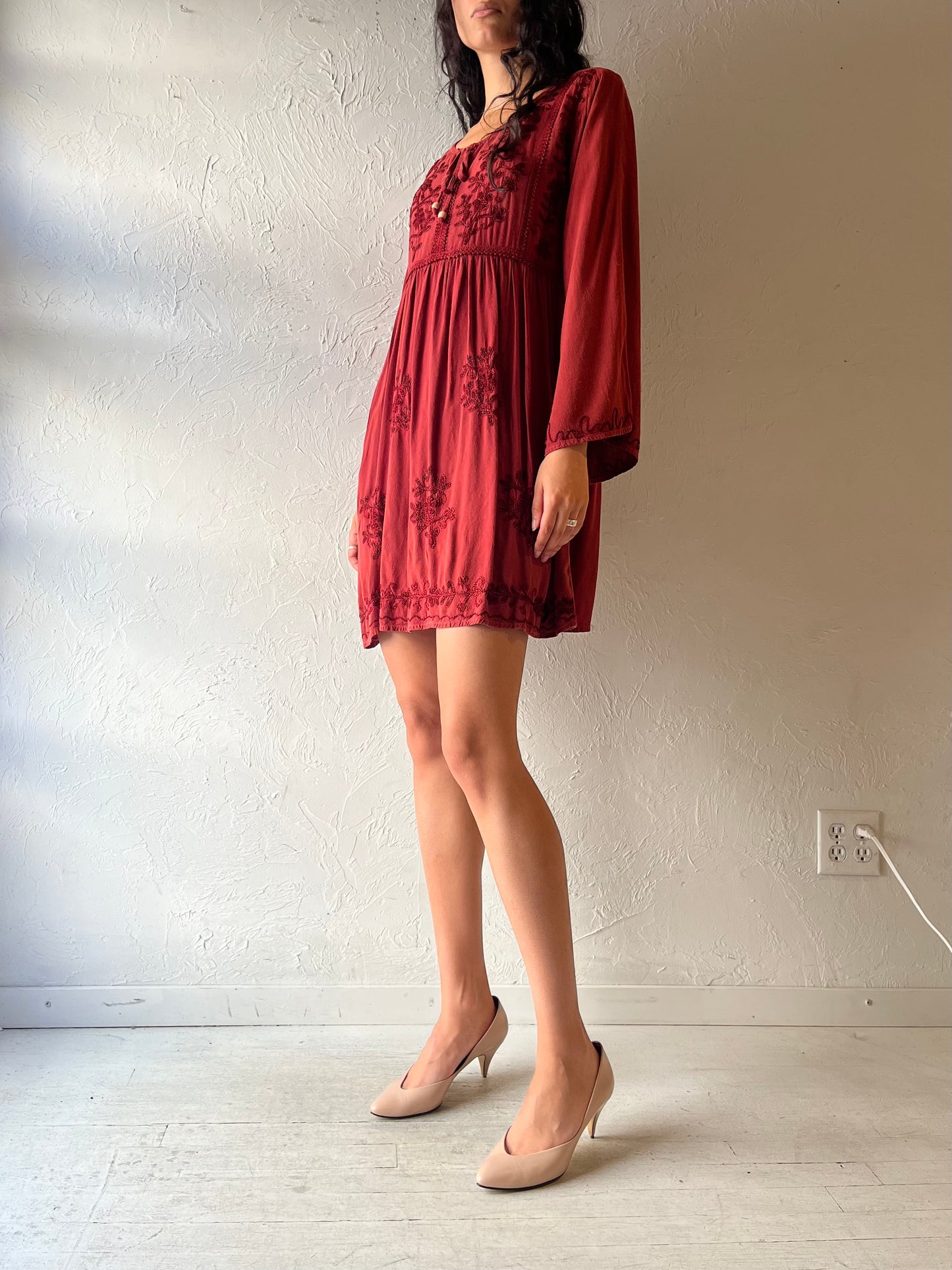 Y2k 'Anandas' Long Sleeve Mini Fairycore Dress / Large