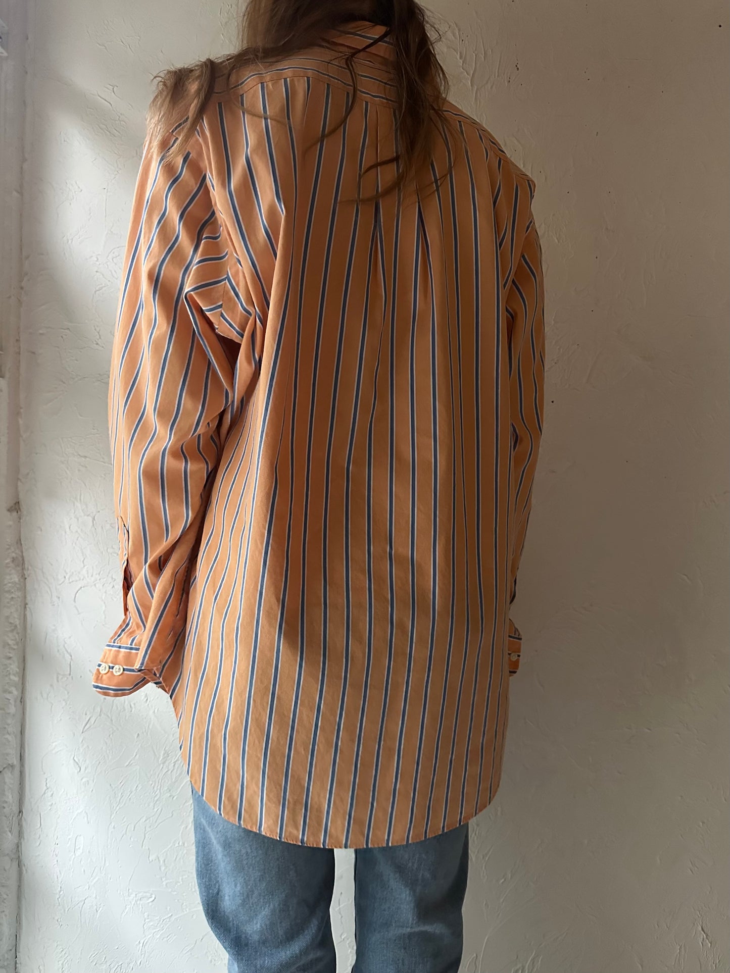 Y2k 'Ralph Lauren' Striped Button Up Shirt / Large