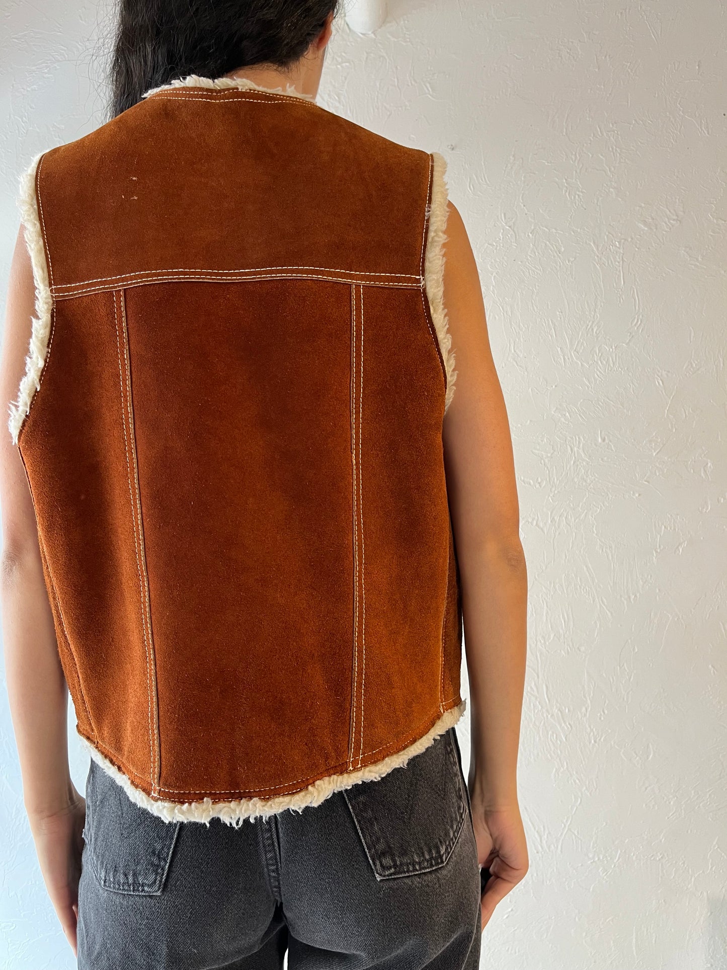 Vintage 'Genuine Leather' Suede Leather Vest / Large