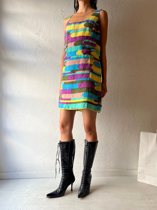 90s ‘Toni’ Patterned Mini Dress / XL