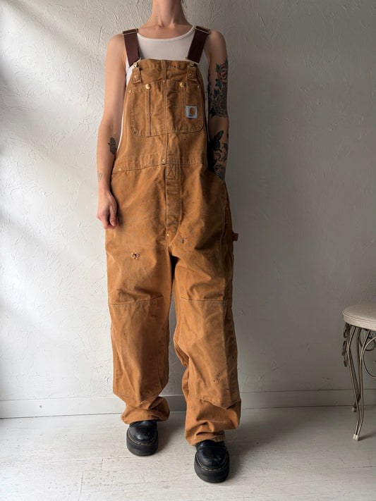 Y2k 'Carhart' Thrashed Work Wear Overalls / XL