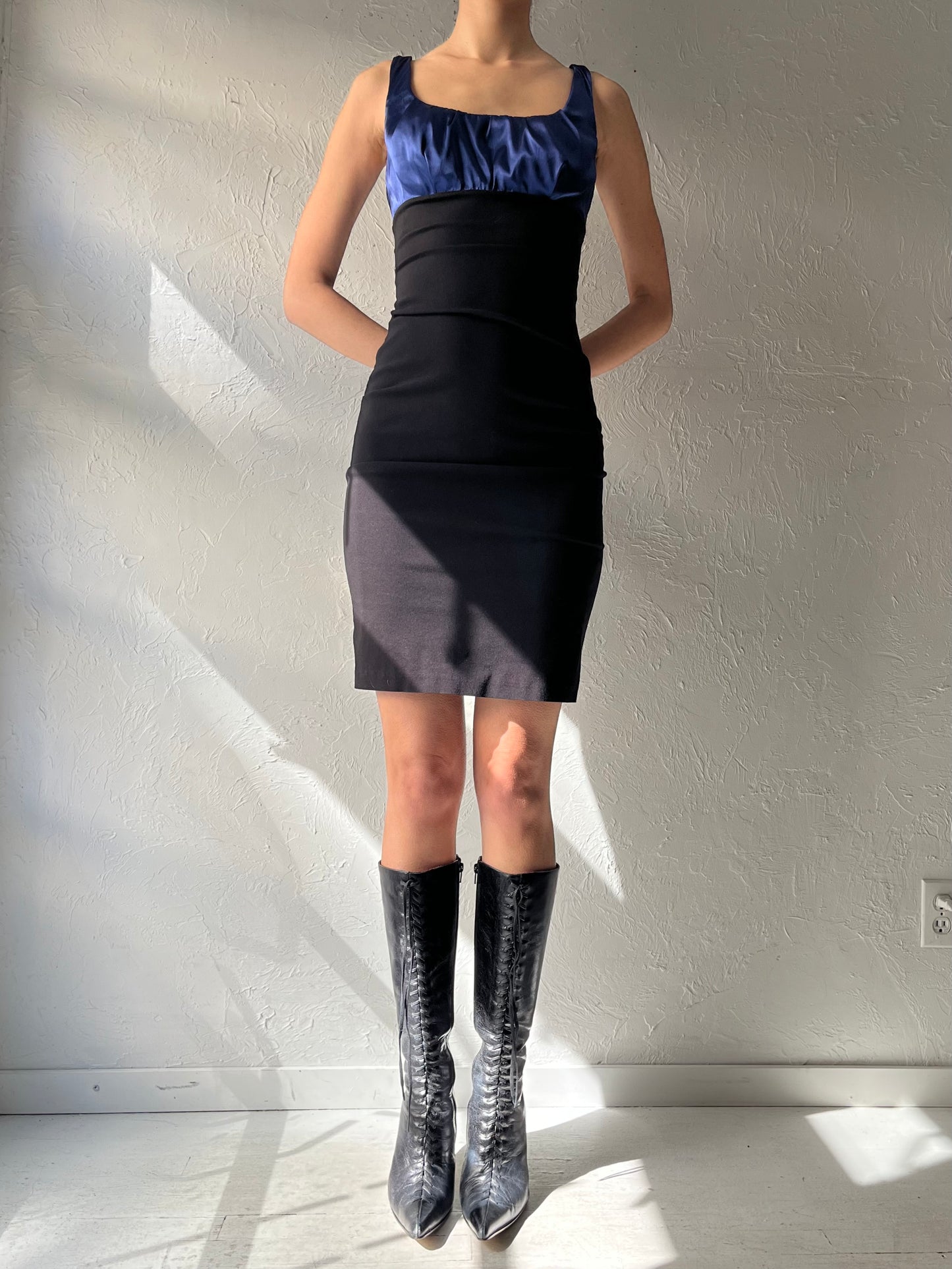 Y2k 'Le Chateau' Black Fitted Mini Dress / Vintage 2000s Party Dress / Small