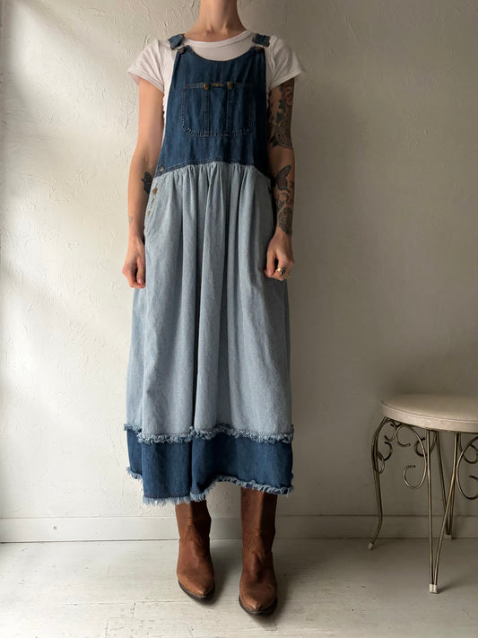 90s 'Marithe & Francois Girbaud' Denim Overall Midi Dress / Medium