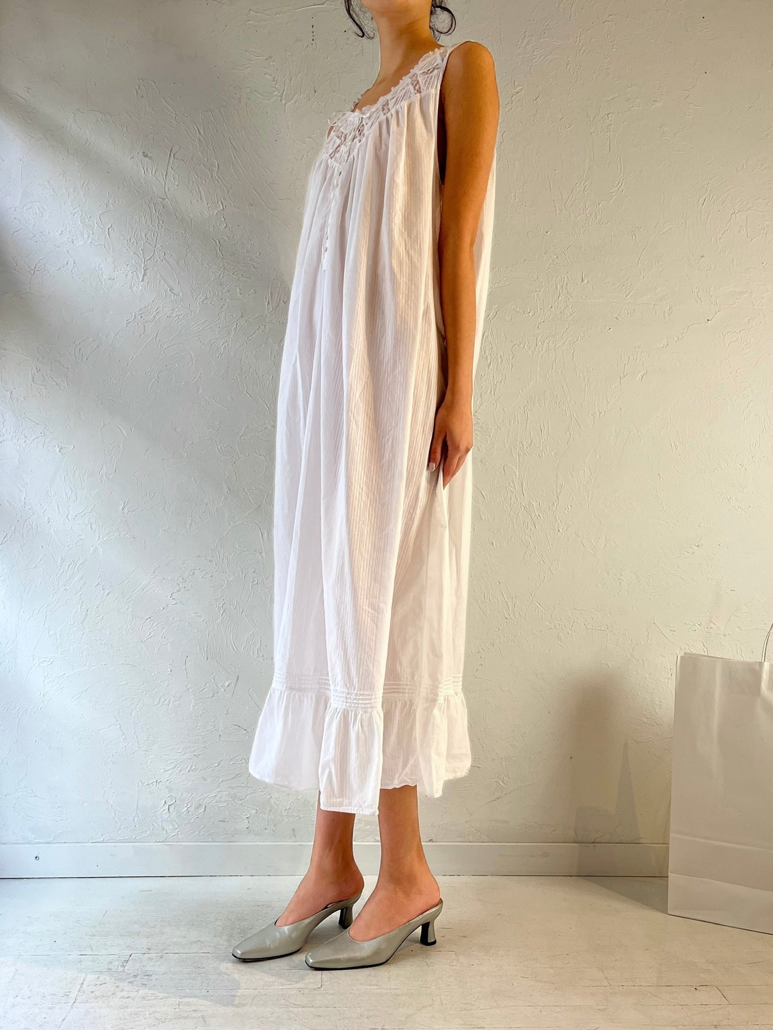 Y2K ‘Eileen West’ White Cotton Dress / Large