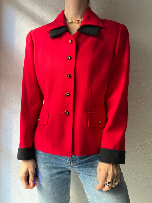 90s 'Jaqueline Ferrar' Red Blazer Jacket / Medium