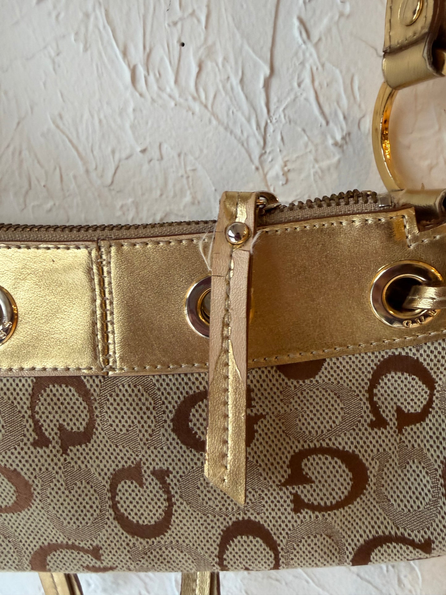 Y2K ‘Guess’ Gold Mini Monogram Purse