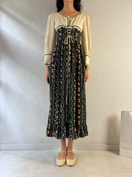 70s ‘Algo’ Long Sleeve Peasant Dress / Small