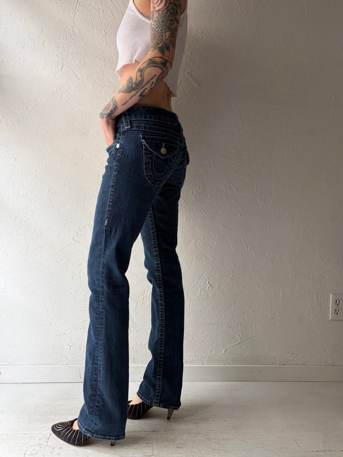 Y2K 'True Religion' Dark Wash Low Rise Jeans / 28" Waist