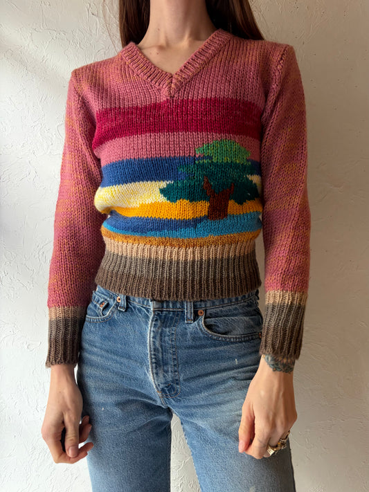 70s 'Collage' Tree Sweater / Small