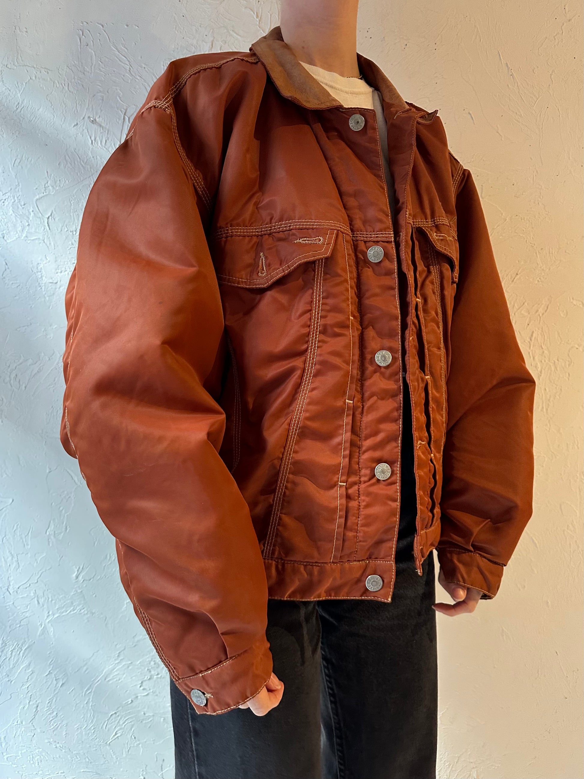 90s ‘Diesel’ Orange Bomber Style Jacket / Large