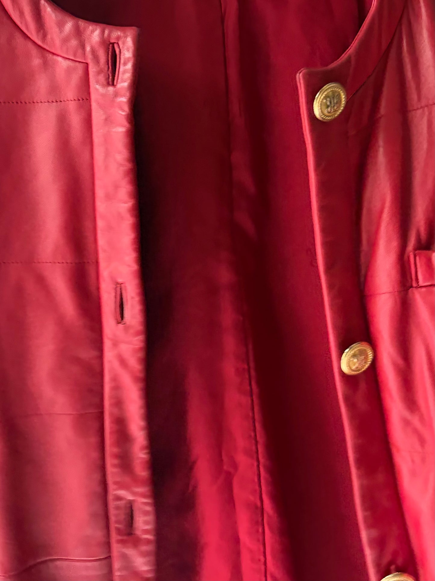 80s 'Rope' Red Leather Jacket / Medium