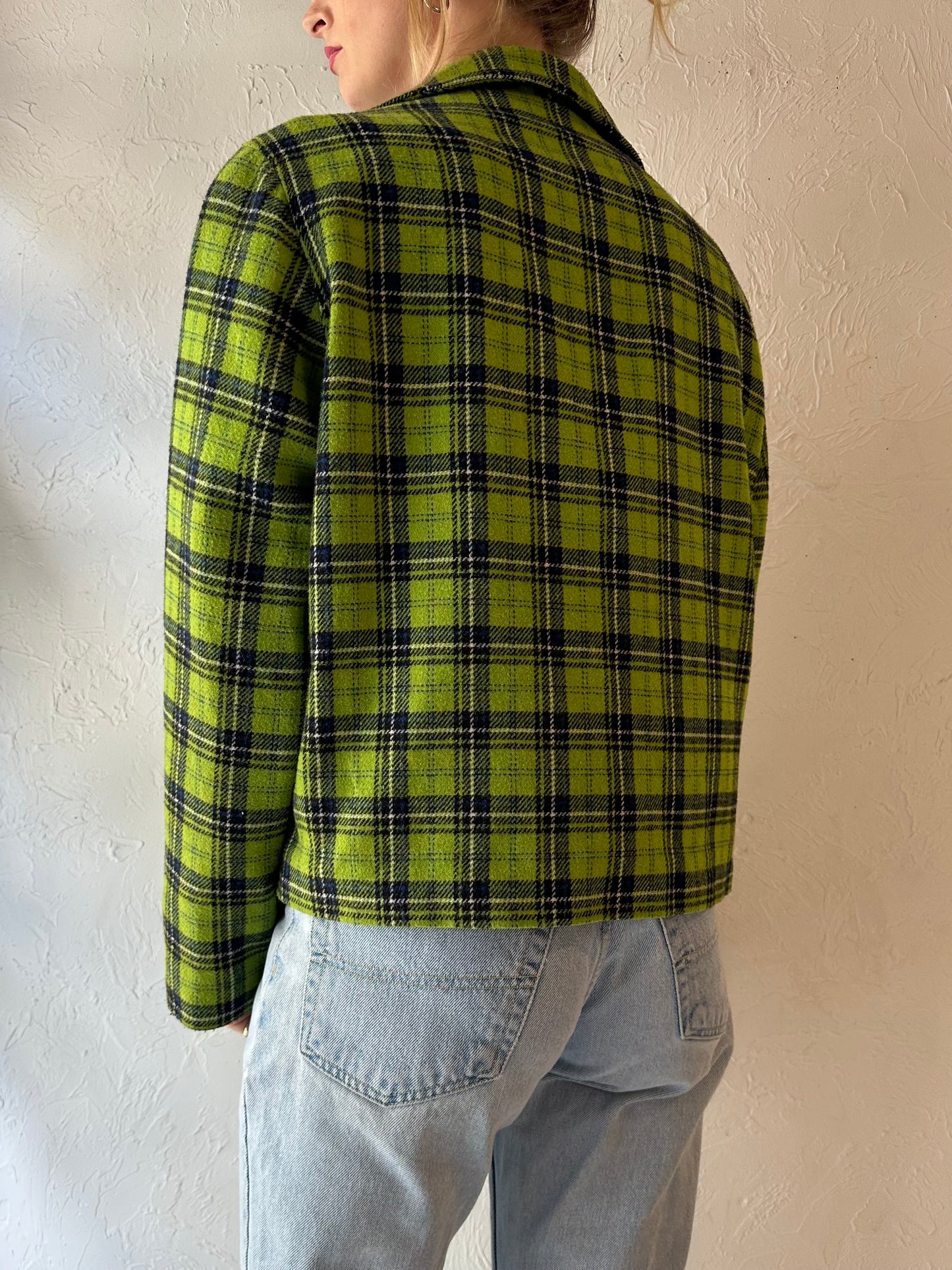 90s 'Maurices' Green Plaid Jacket / Medium