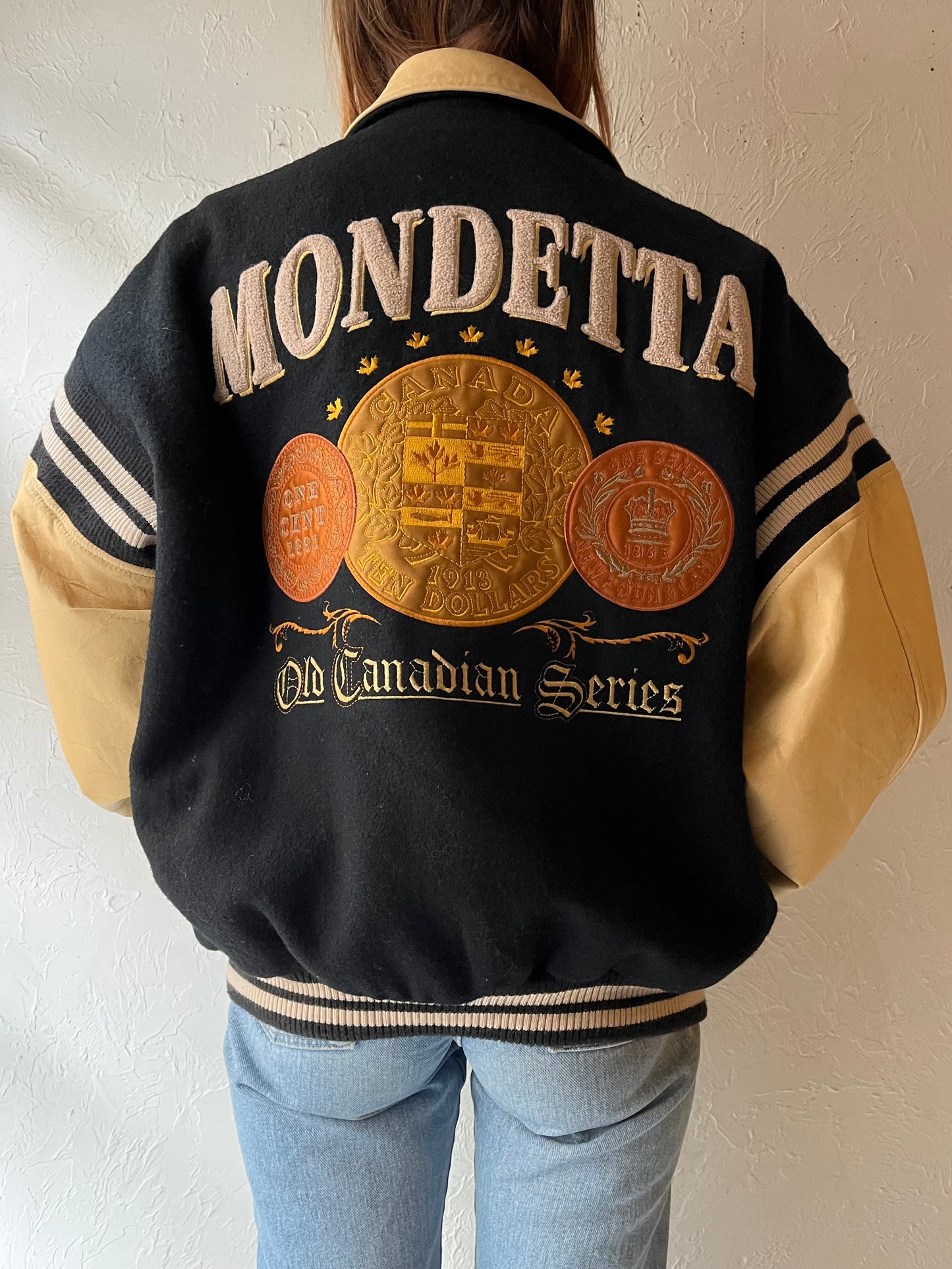 90s 'Mondetta' Canadian Wool Leather Bomber Jacket / Large