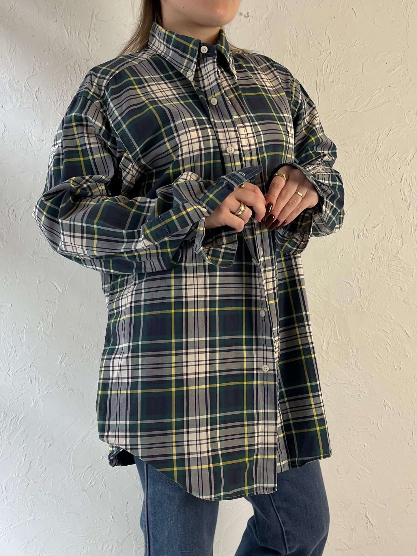 Y2K ‘Ralph Lauren’ Green Plaid Button Up Shirt / Large