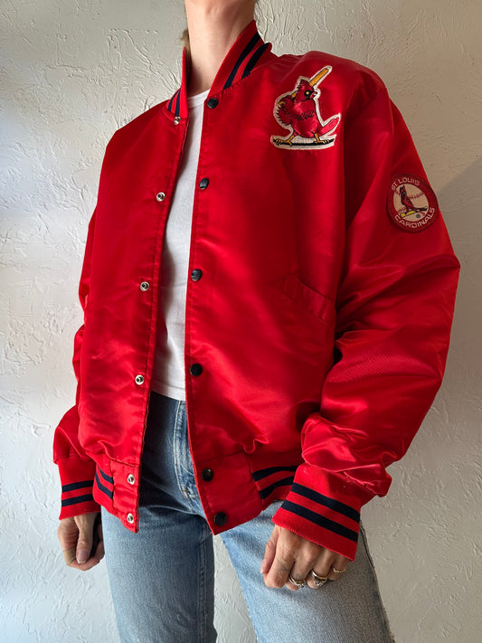 90s ‘Cardinals’ Red Bomber Jacket / Large