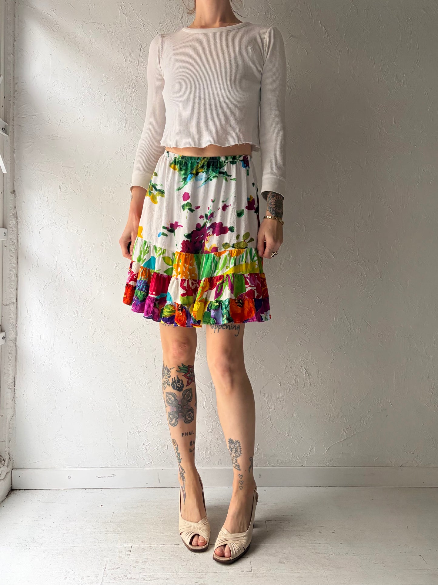 Vintage 'Jams World' White Spring Summer Skirt / Small