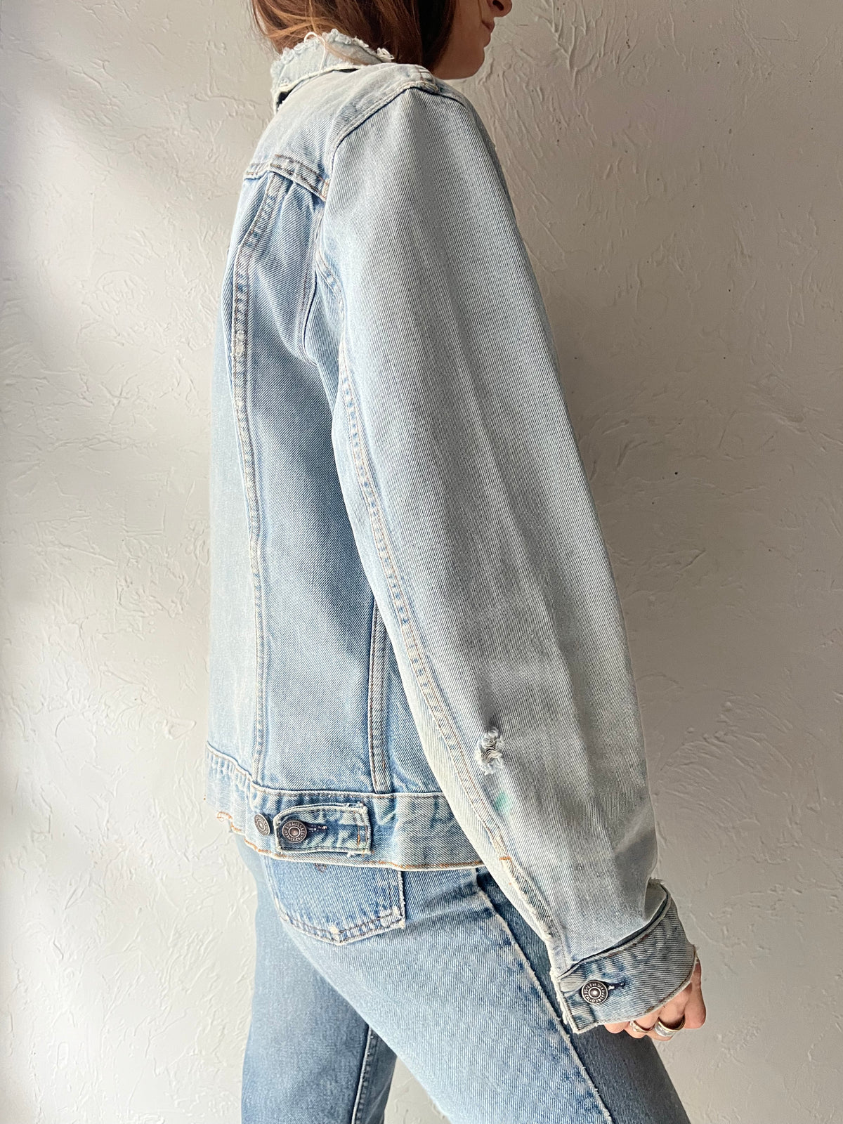 Vintage 'Levis' Distressed Blue Denim Grunge Workwear Jean Jacket / Medium