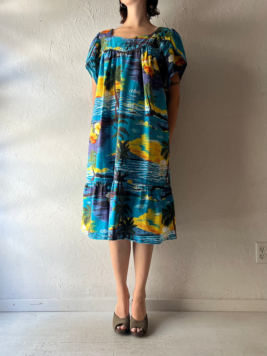 90s 'Ali's Fashions' Retro Hawaiian Print Midi Summer Dress