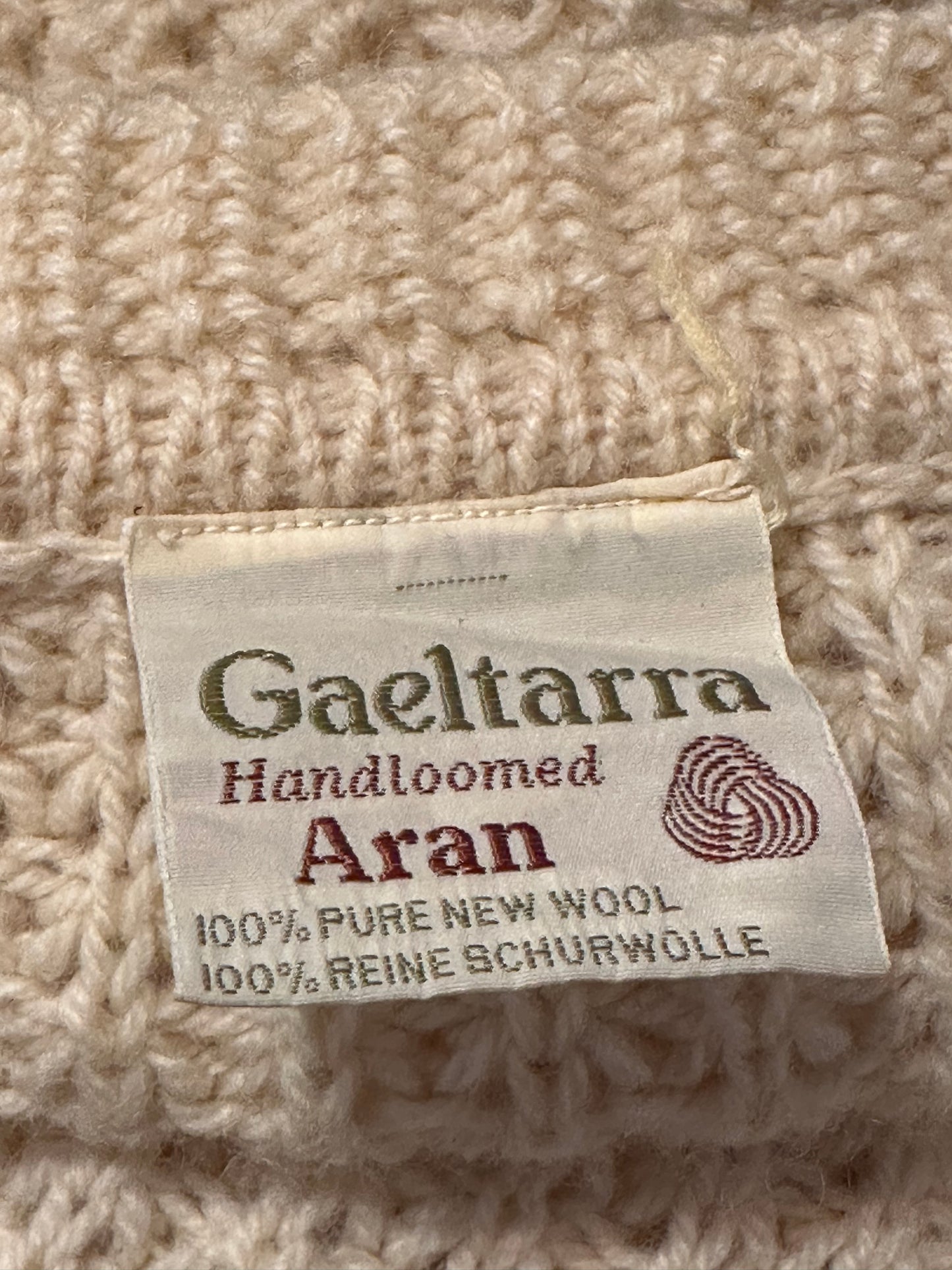 Vintage 'Gaeltarra' Cream Cable Knit Wool Fishermans Cardigan / Small