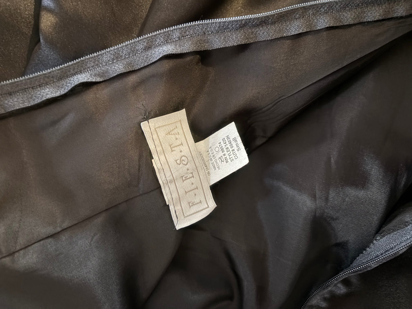 90s 'Fiesta' Black Strapless Formal Dress / Small - Medium