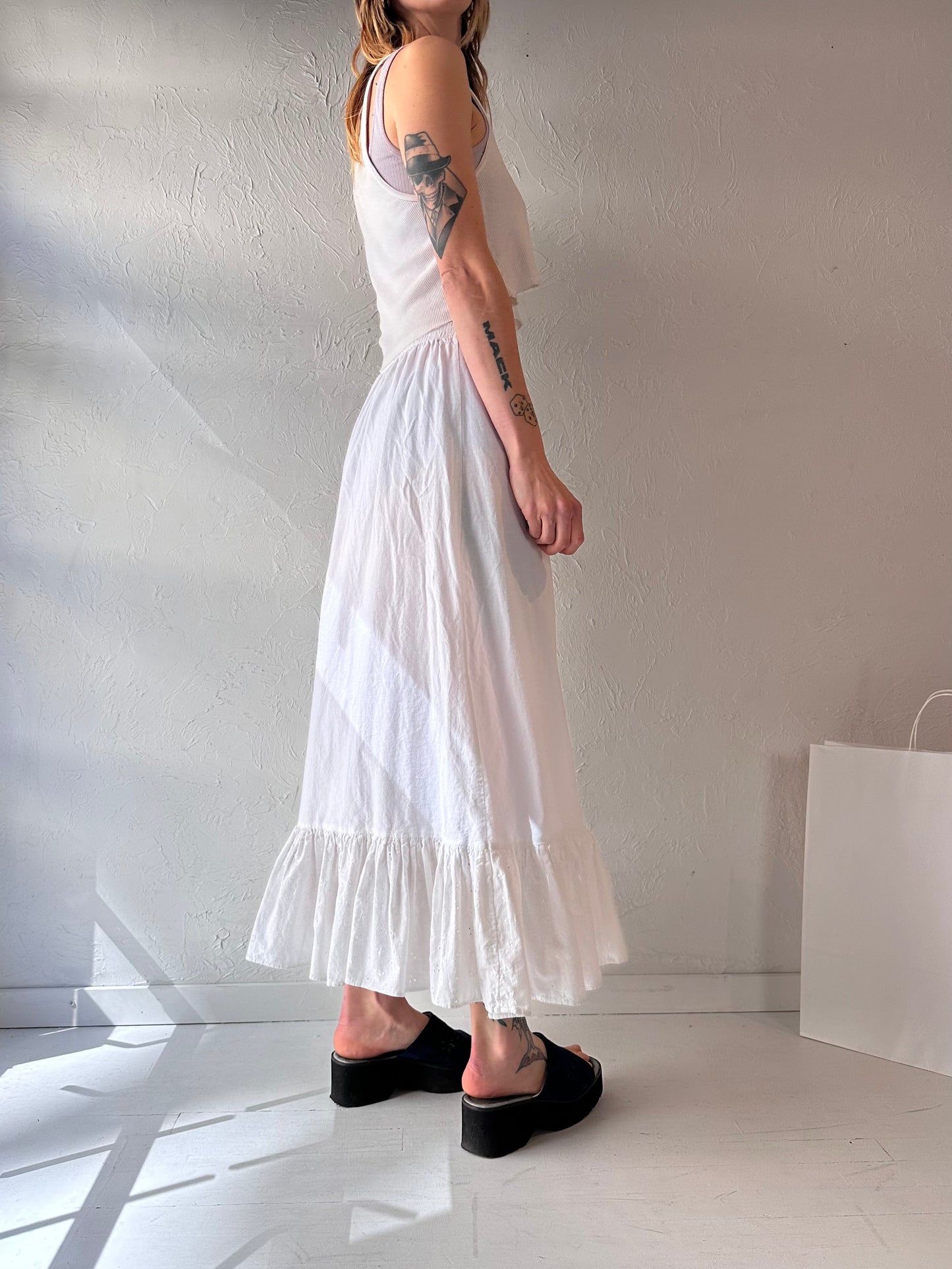 90s 'Desert West' White Maxi Skirt / Small