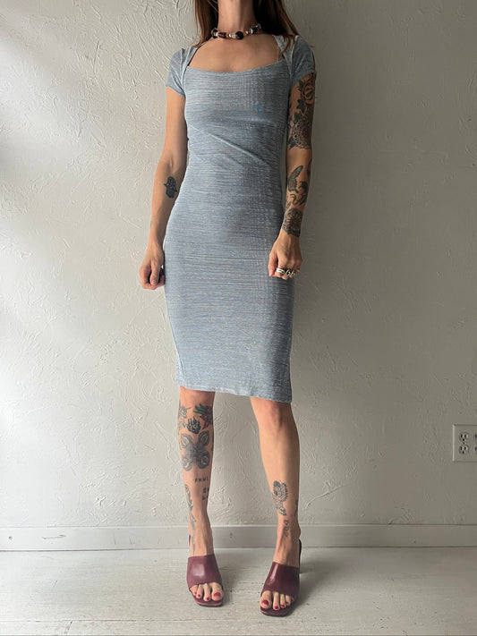 90s 'Pop Style' Gray Midi Dress / Small