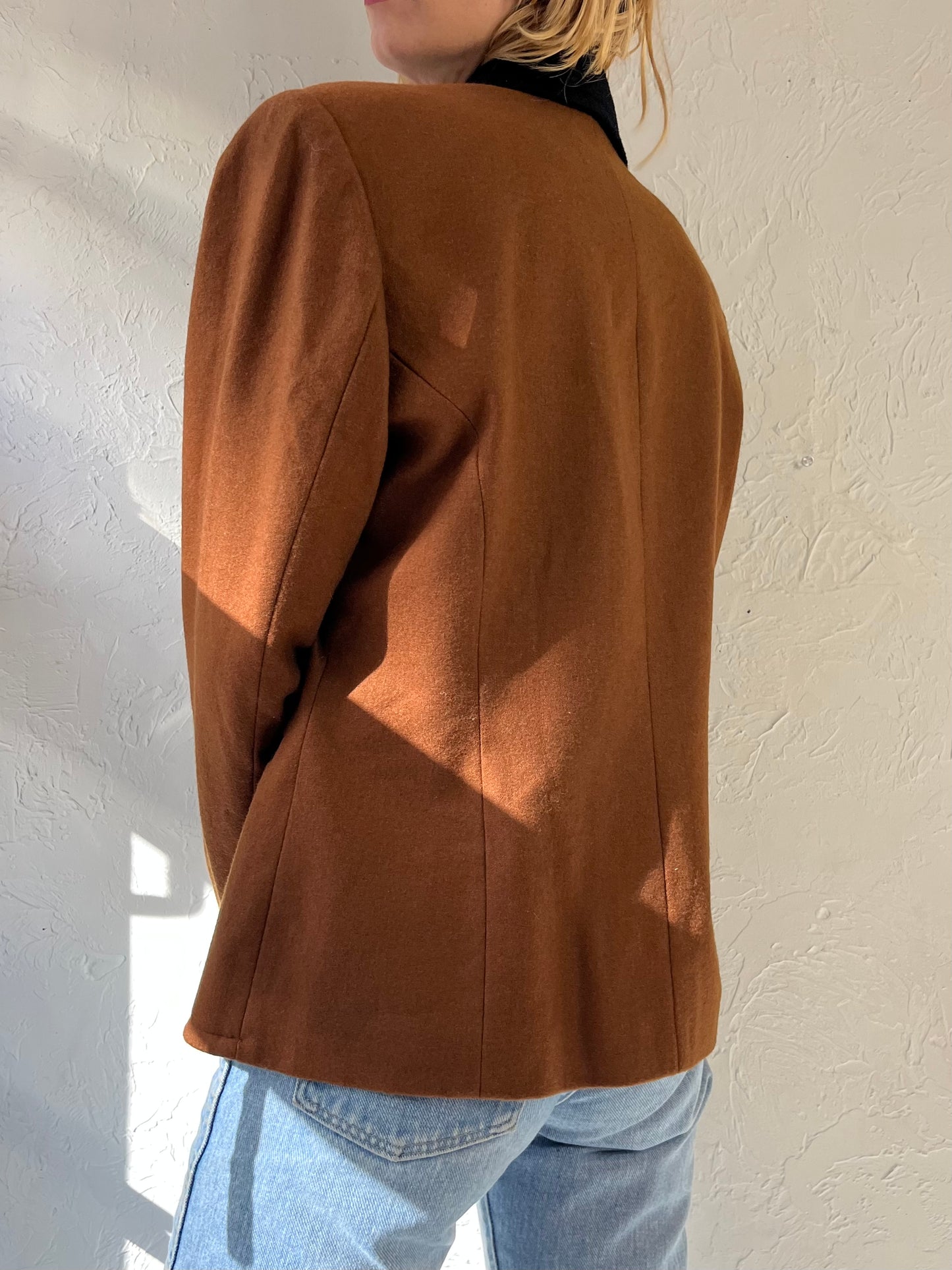90s 'No One' Brown Wool Blazer Jacket / Medium