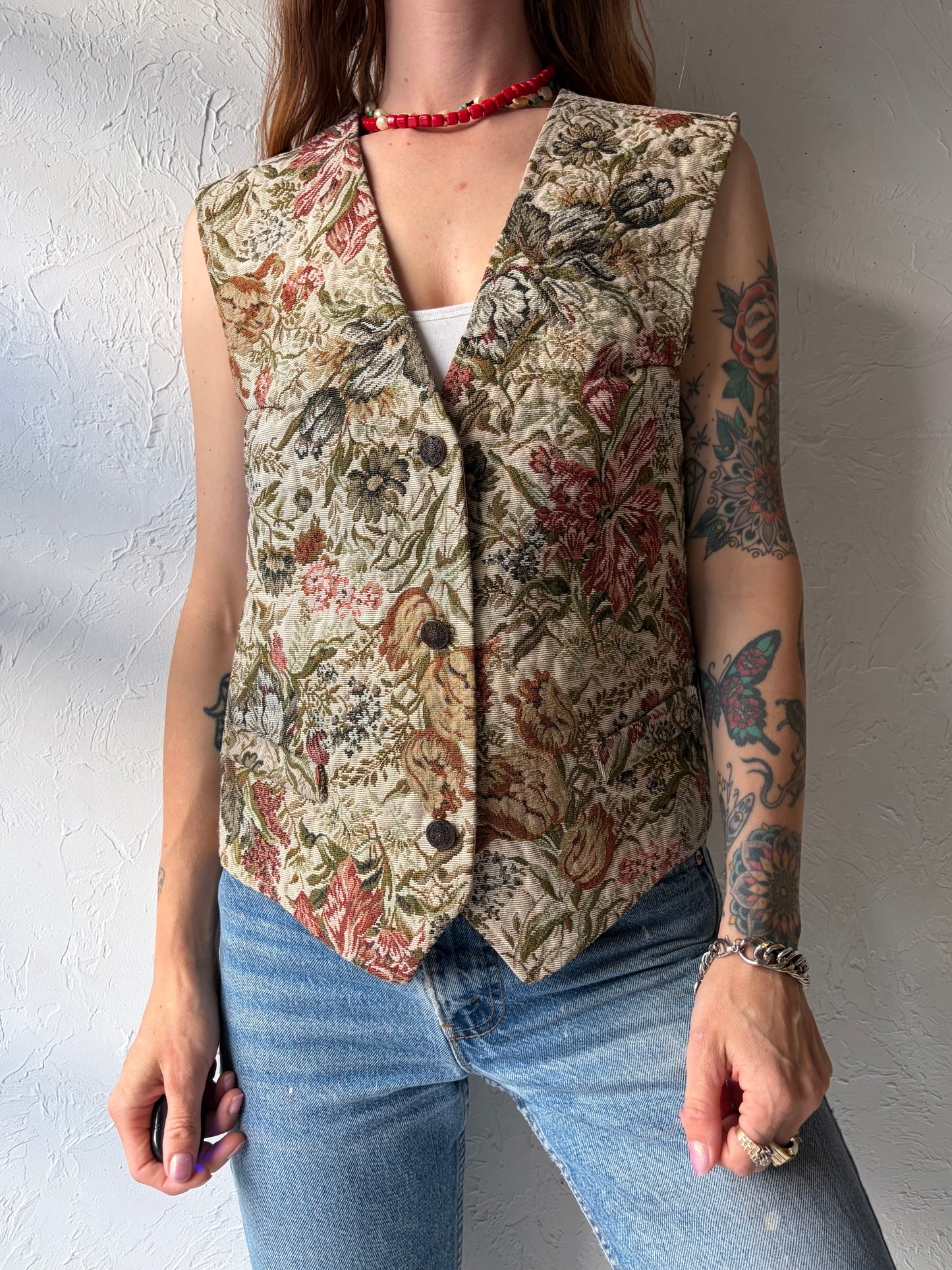 90s 'Savannah' Lightweight Tapestry Vest / Medium