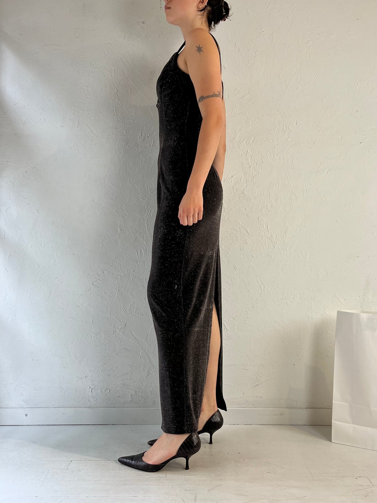 80s 'Jessica McClintock' Sparkly Formal Dress / Small - Medium
