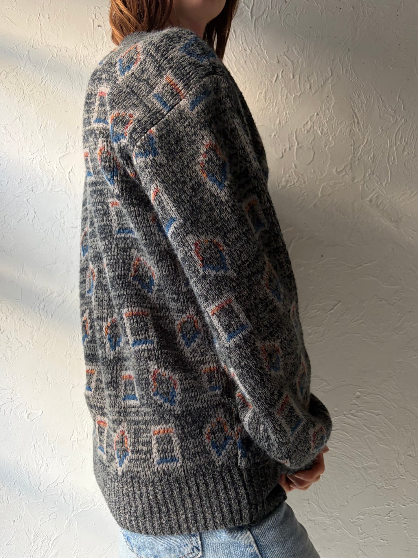 90s 'Weeds' Acrylic Grandpa Sweater / Large