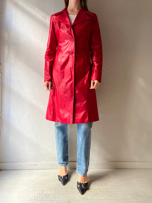 90s 'Le Château' Red Retro Statement Outerwear Trench Coat / Small