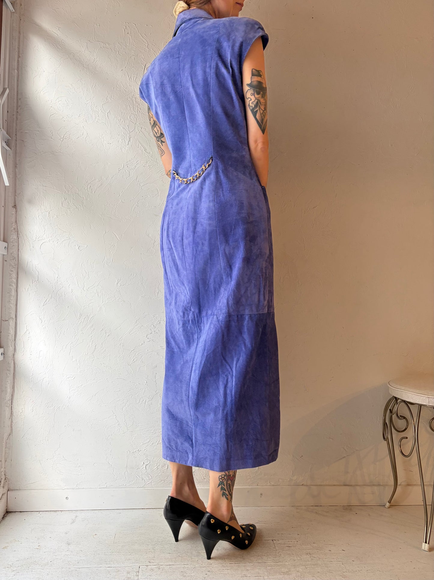 90s 'Danier' Purple Suede Dress / Small