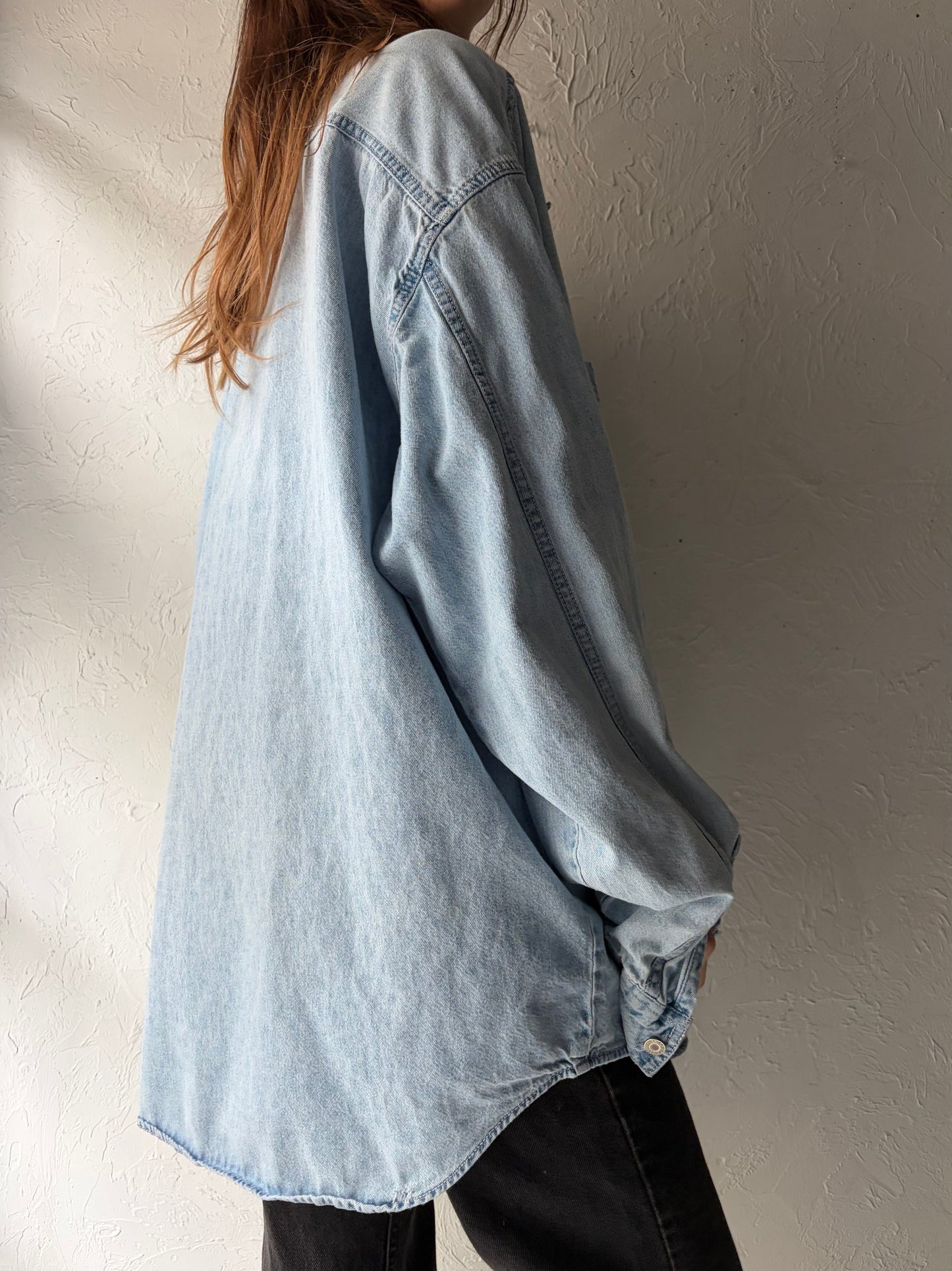 90s 'Levis' Light Wash Denim Button Up Mens Shirt / XL