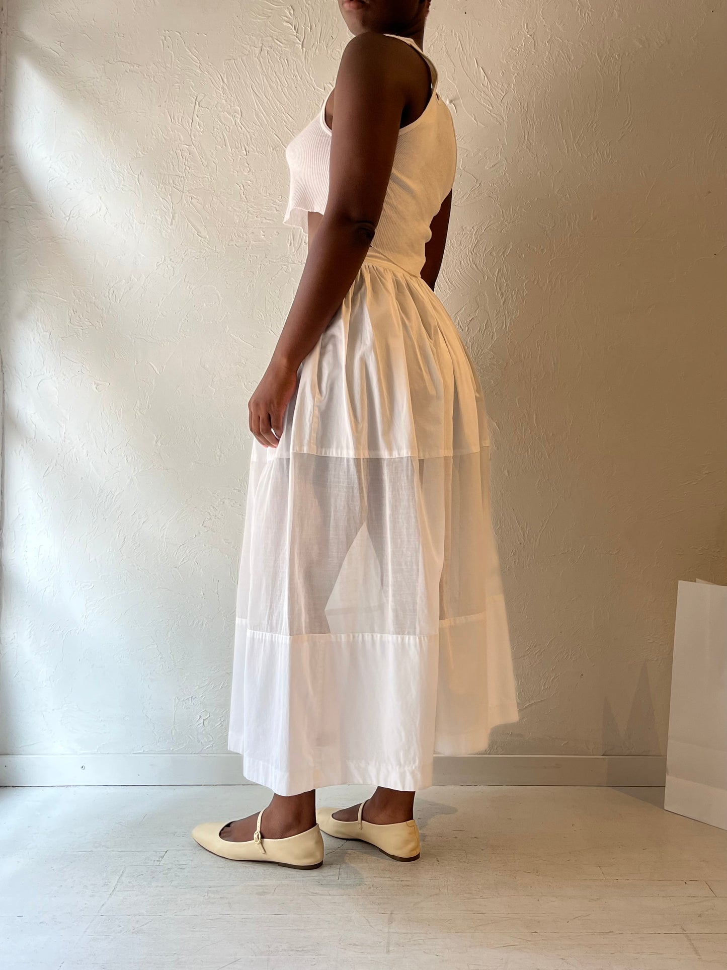 90s 'Jax' White Cotton Skirt / Small