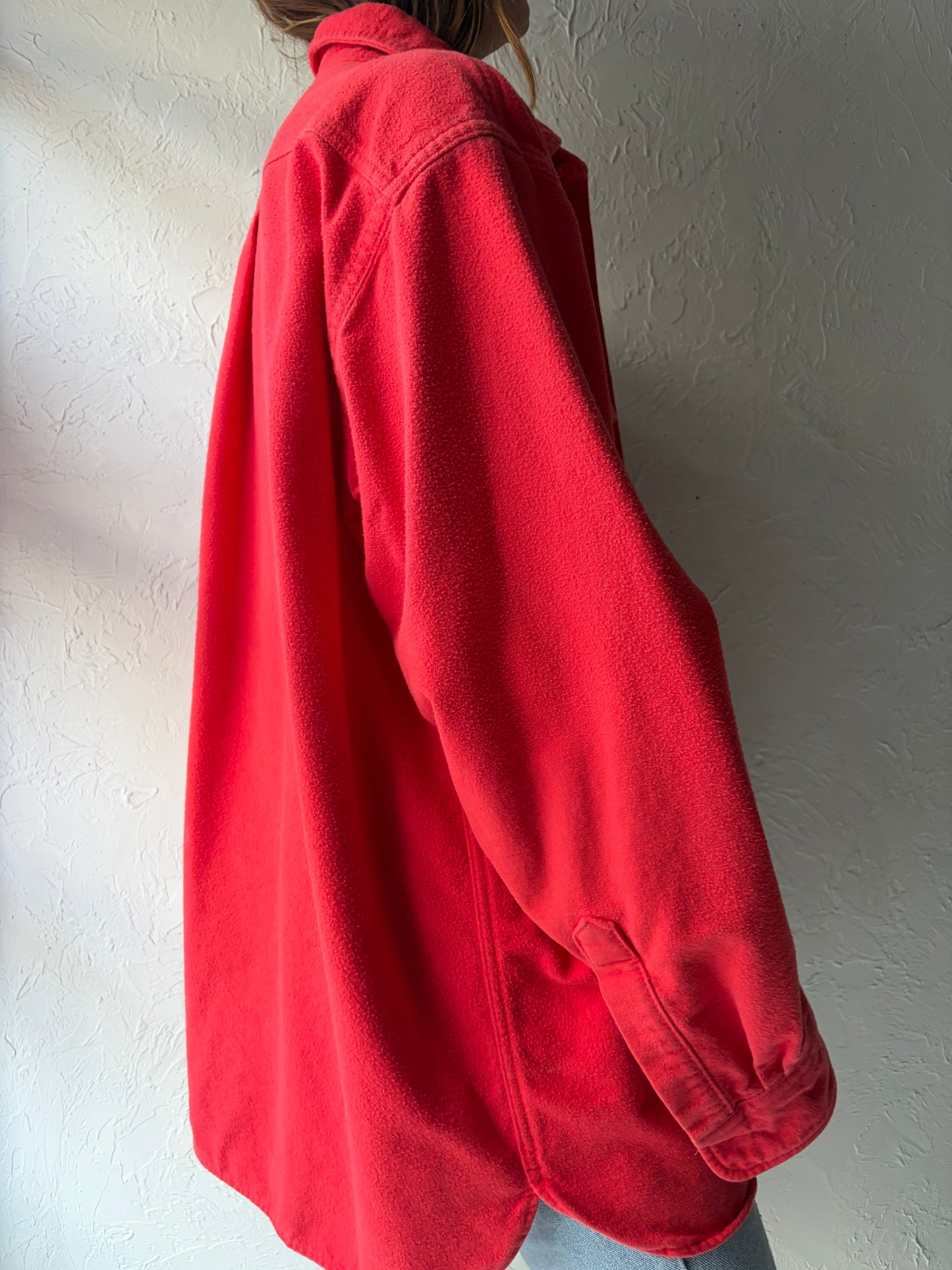 Y2k 'L.L. Bean' Red Cotton Minimalist Work Wear Button Up Shirt / XL