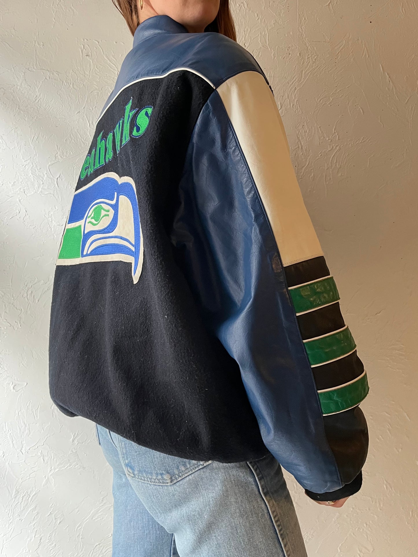90s 'Seattle Seahhawks' Bomber Jacket / Medium