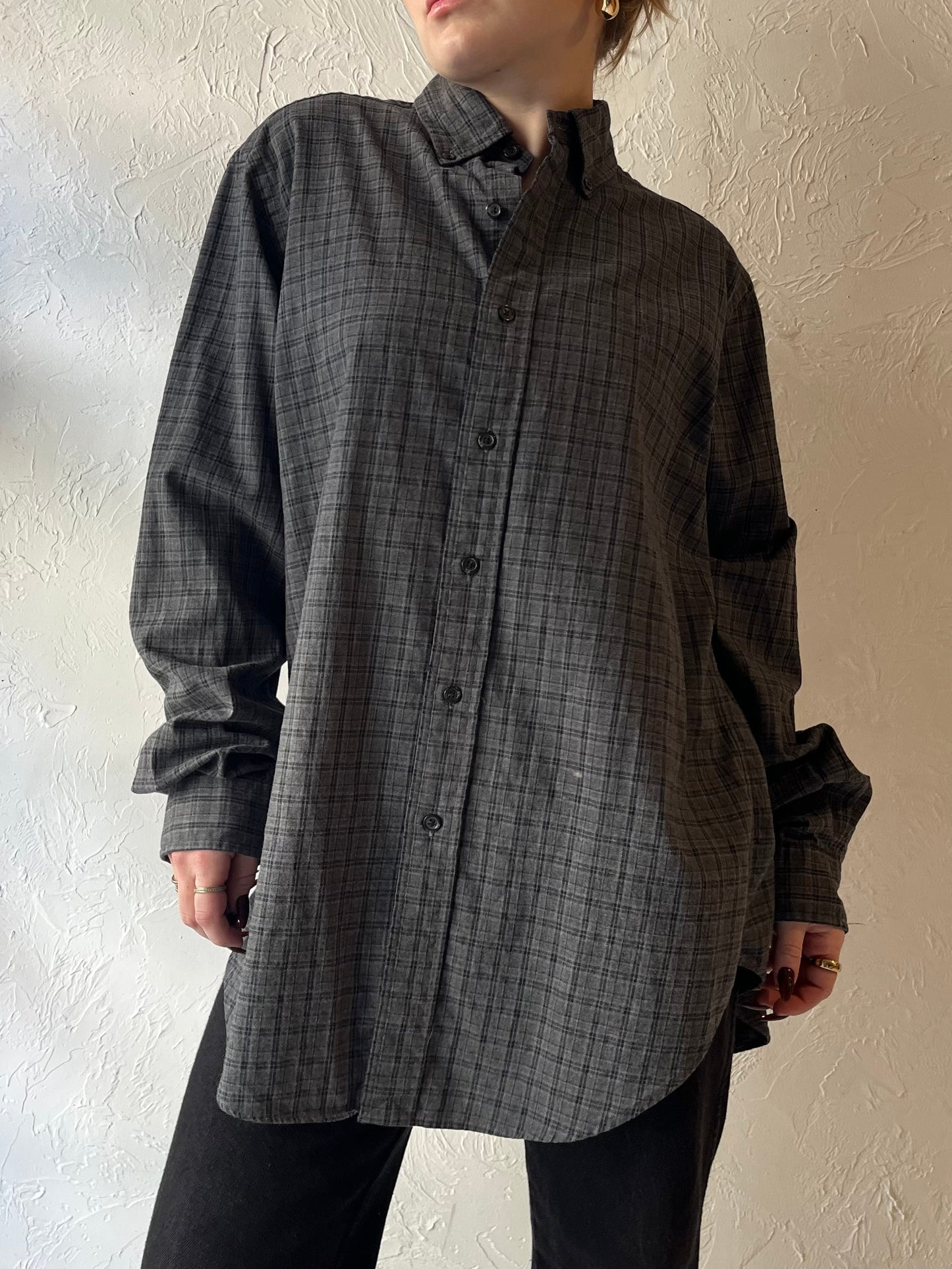 Y2K ‘Ralph Lauren’ Gray Plaid Shirt / Medium