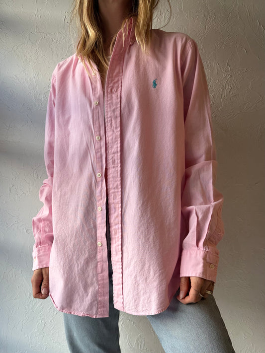 Y2K ‘Ralph Lauren’ Pink Cotton Button Up Shirt / Medium