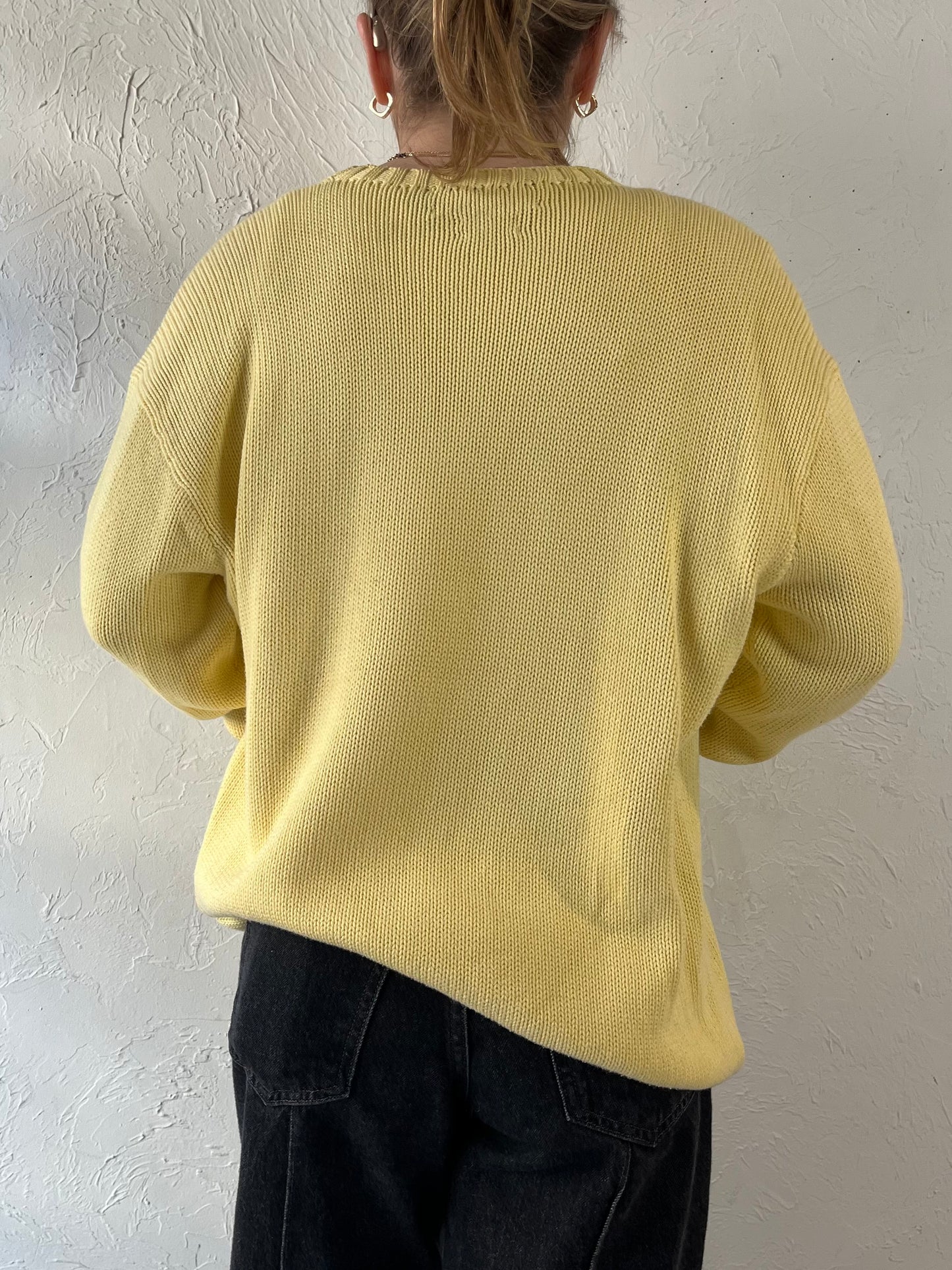 Y2K ‘Ralph Lauren’ Yellow Cotton Knit Sweater / Small