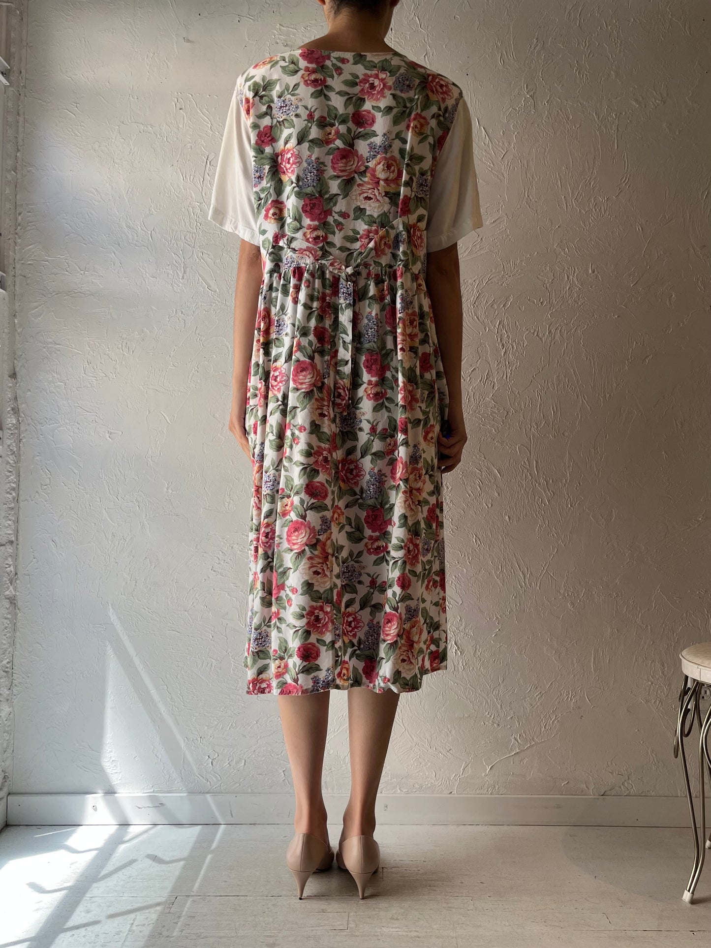 90s 'Capacity' Floral Cottagecore Summer Shirt Dress / XL