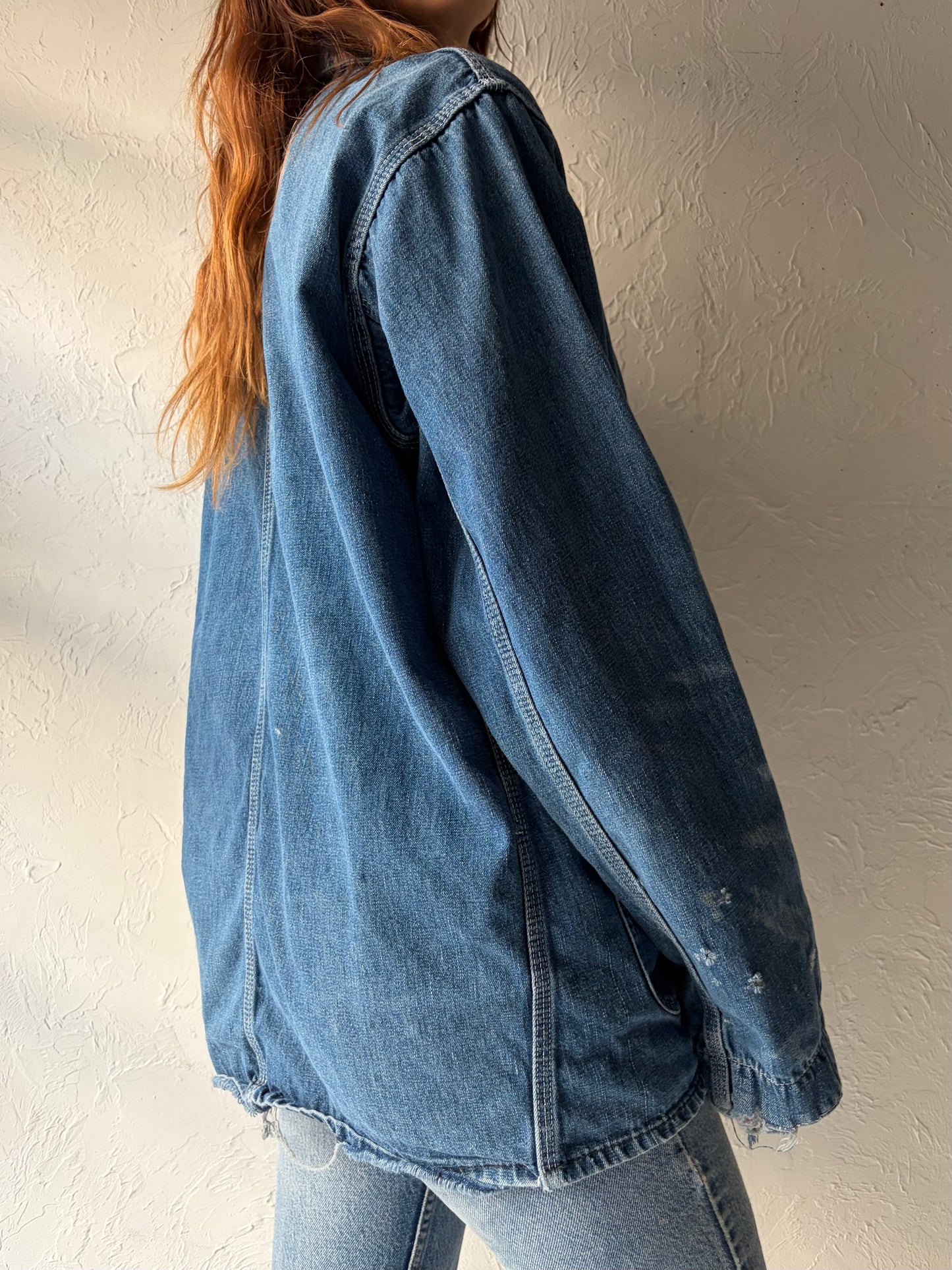 Vintage Denim Workwear Chore Jacket Shirt / Large