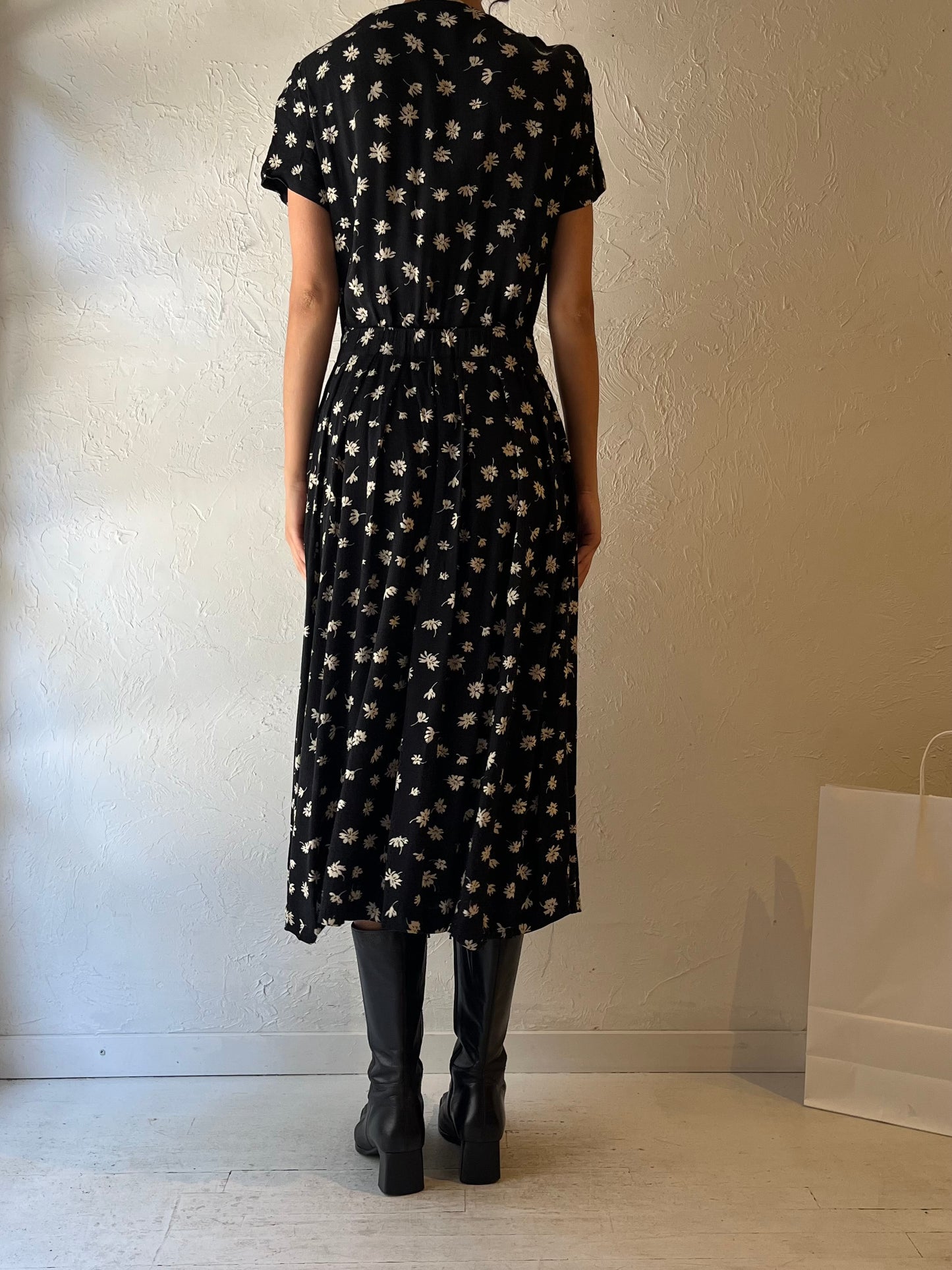 90s ‘Liz Claiborne’ Rayon Floral Dress / Medium